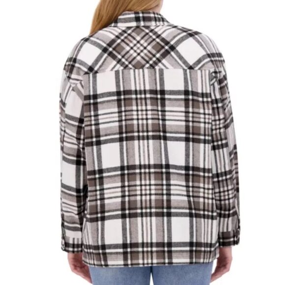 NWT HFX Women's Button Down Front Pocket Shirt Jacket Brown Size Small $80 EE440 - Picture 3 of 3